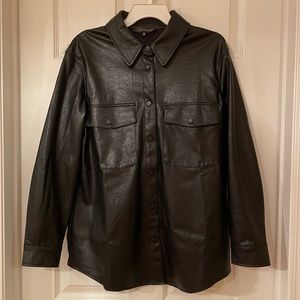 Dynamite Faux-Leather Shacket Overshirt